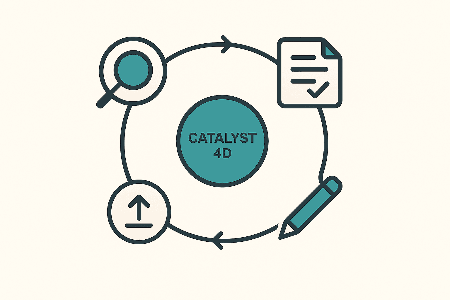 Diagram showing Catalyst4D methodology as a connected four-step cycle.